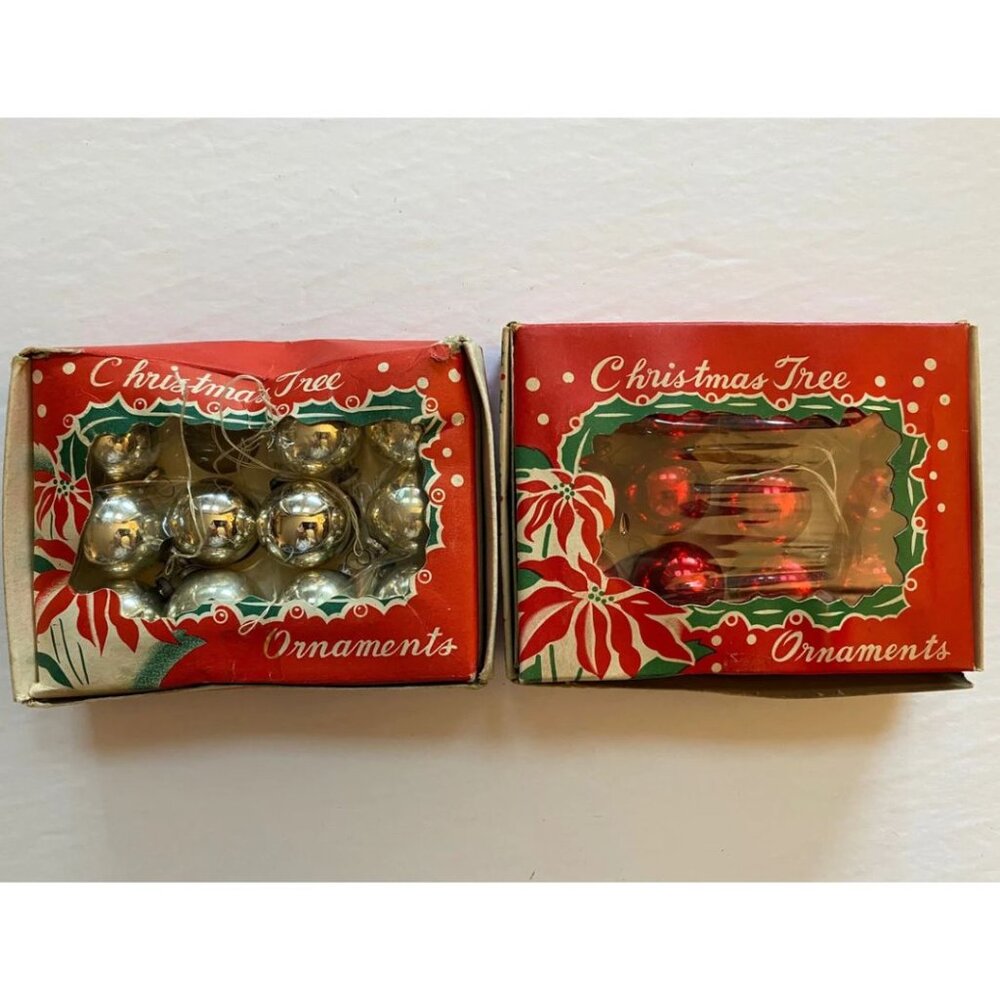 Vintage Glass Bauble Ornaments Lot Retro Mid Century Delicate Fragile